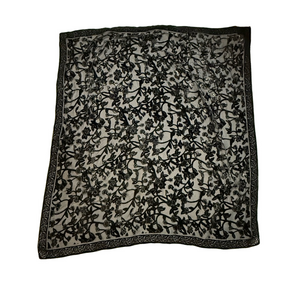 Vintage Elegant Black Floral Lace Velvet Scarf